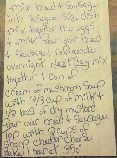The back of the recipe card with more instructions